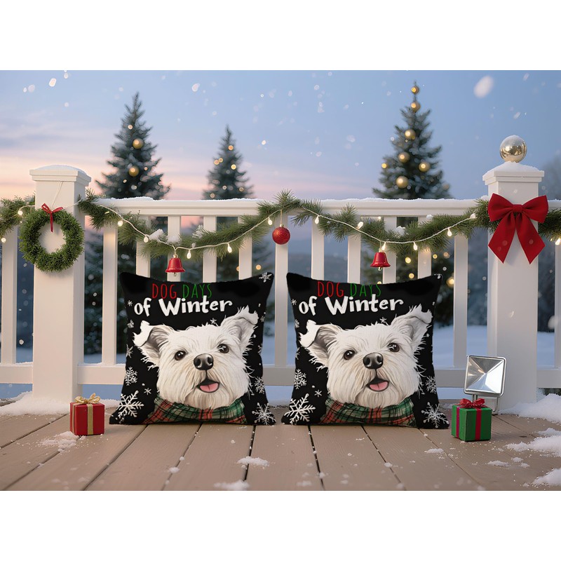 Doobicy Lovely Christmas Dog Pillow Covers 18x18 Inch Set of