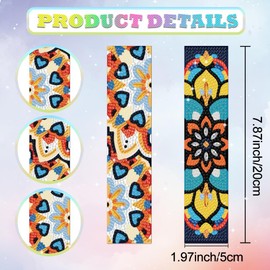 beinkmake 10Pcs Mandala 5D Diamond Art Bookmarks Vintage Flower Diamond DIY Painting Bookmarks with Tassel Rhinestones Beaded Crystal Bookmark Kits for Beginner Crafts Adult Home Office