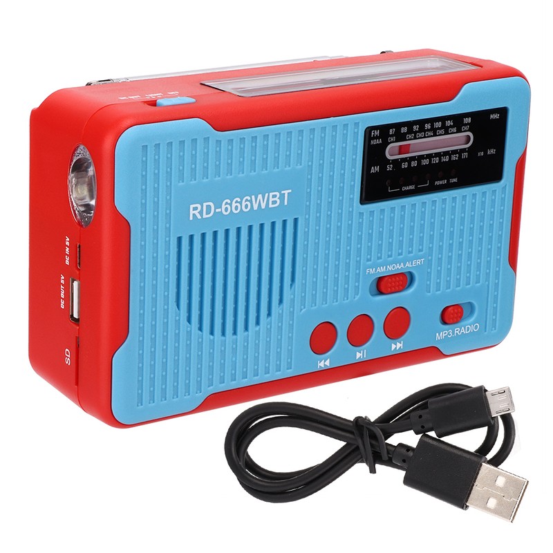 RD-666WBT Portable Solar Powered Emergency Hand Crank AM FM Radio