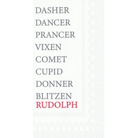 Boston International IHR 3-Ply Dinner Napkins Decorative Paper Guest Towels, 16-Count, 8.5" x 4.5", Reindeer