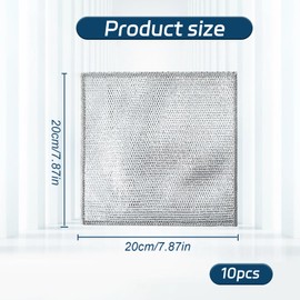 10Pcs Smart Scrubs, Kitchen Silver Cloth, 20x20cm Durable Wire Dish Cloths, Multipurpose Double Layer Wire Cleaning Cloths, Reusable Wire Dish Cloths for Washing Dishes and Cleaning Sinks (Silver)