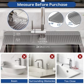 Aeflm 24 Inch Silicone Faucet Mat for Kitchen Sink Splash Guard - 7° Slope Upgraded...