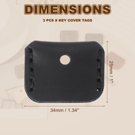 PATIKIL Leather Key Covers Caps, 3 Pack Head Key Sleeves Mini Key Tags Organizer for House Office House Apartment Keys, Black