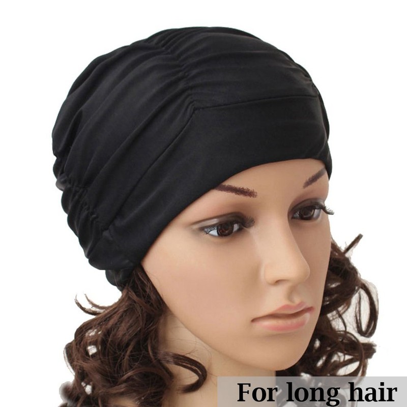 Honbay Pleated Swimming Cap Long Hair Swim Cap Bathing Cap,