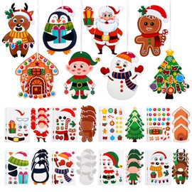 Naler 24 Pack Christmas Ornament Crafts - Make Your Own Ornament Kit with Christmas Craft Stickers, Christmas Ornaments for Holiday Xmas Classroom Party Favors