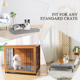 Sivomens Dog Bed, Dog Beds for Medium Dogs Washable, Dog Crate Pads with Removable Cover & Faux Fur, Soft Plush Memory Foam Orthopedic Dogs Bed Mat, Supports Dogs up to 30 Lbs, Deep Grey