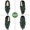 NAYOO Long Ombre Green Wavy Wig for Women 26 Inch