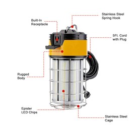 Superior Electric SE-LED150WL 150W LED Work Light Fixture with Cage, 5000K, 18000 Lumens, IP65 with 5ft Cord