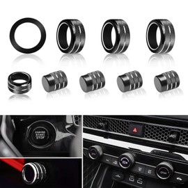 AuTK Air Conditioning, Vent Knob Cover for Honda Civic Accessories 2022 2023 2024 2025 for Honda CRV 2023 2024 2025 for Acura Integra 2023 2024 2025 Start/Stop Push Button Ring Trim 10Pcs (Black)