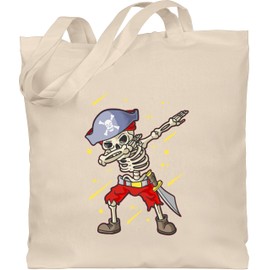 Shirtracer - Cotton Bag - Bags - Dabbing Pirate | Dab Pirate Skeleton with Name | Pirate Party, 1 natural white