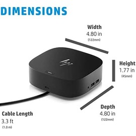 HP USB-C Dock G5, Model: 26D32AA#ABL (Dock 2.0). 1 USB-C® Port; 1 USB-C® Cable, 2 USB 3.0 Charging; 1 Combo Audio Jack, 2 USB 3.0 Charging; 2 DisplayPort; 1 RJ45 Port;1 HDMI; 1 Lock Slot.(Renewed)