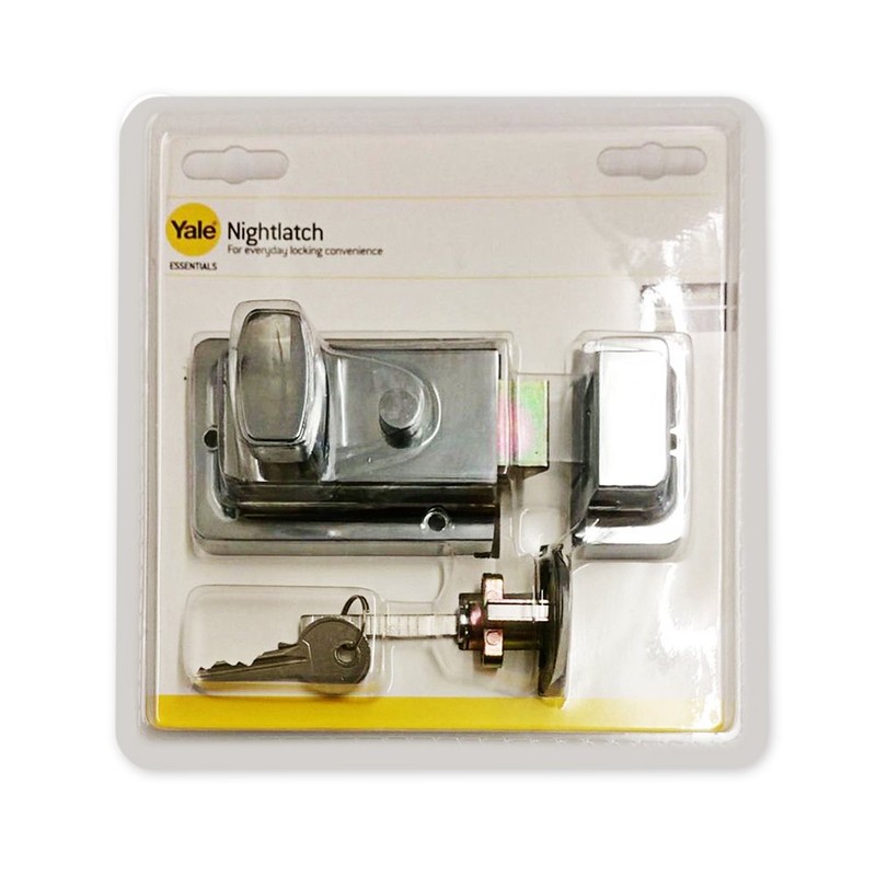 Yale YES-NL-CH Essentials Nightlatch, 60mm Backset, Chrome Finish