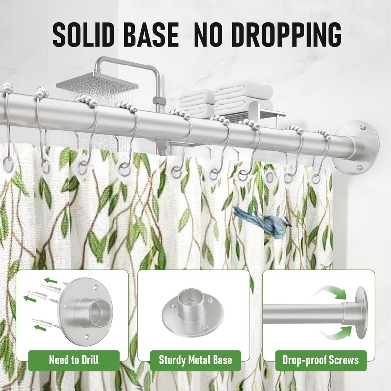 L Shaped Shower Curtain Rod, [23"-36"] x [23"-36"] Adjustable Corner