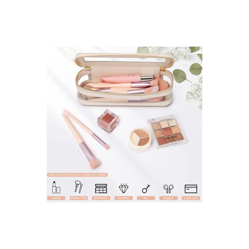 Pinkmik - Bolsa de maquillaje transparente para maquillaje, bolsa de