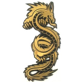 Dragon Sew-On Patches Dragon Large for Jackets Clothing Jeans Iron-On Fabric Clothes Iron-On Patches Dragon Black Gold 28 x 12 cm
