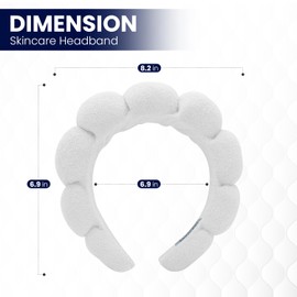 Spa Headbands for Washing Face, Makeup and Skincare. 3 Pc Set of Skin Care Head band with Wristbands. Puffy Terry Cloth, Non Slip Get Ready Hairband for Women, Teens, Girls. Cute Hair Accessories.