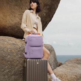 GAEKEAO Travel Backpack For Women Men Airline Approved Carry On Laptop Backpack with USB Port Casual Daypack for Hiking Weekender Business Sports Light Purple
