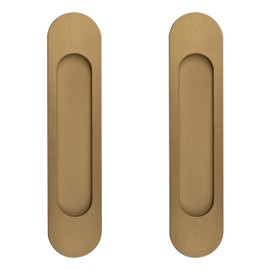 MOROBOR 180MM Self-Stick Oval Sliding Door Pulls, 2pcs Aluminum Alloy Flush Pull Punch-Free Handle for Sliding Barn Door Windows Cabinets (Bronze Gold)