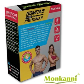 PROTEINA EXTRA con las GOMITAS de MONKANNI cada sobre contiene la misma cantidad de proteína que un huevo entero, con menos azúcar que las tradicionales y en 2 deliciosos sabores: mango y manzana verde, ideales para acompañar su rutina de gimnasio o entre