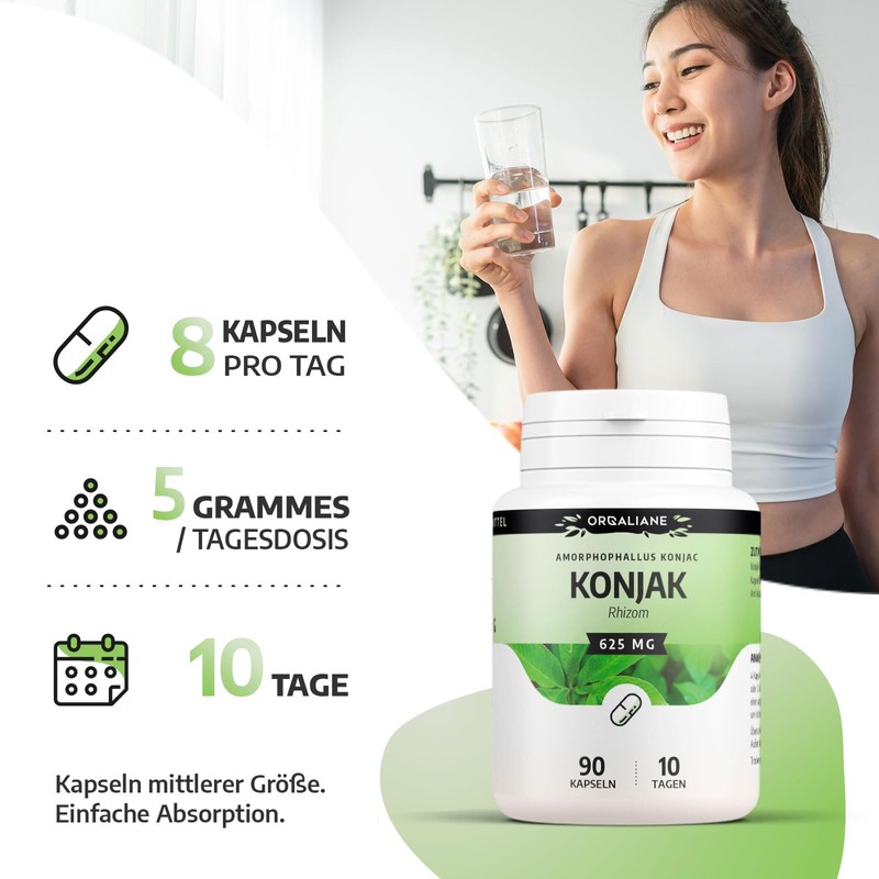 Konjak 625 mg 90 Capsules - 4000 mg Glucomannan per