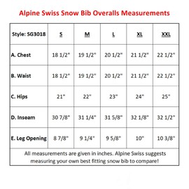 Alpine Swiss Mens Insulated Snow Bib Overalls Waterproof Winter Ski Snowboard Pants Tan XL