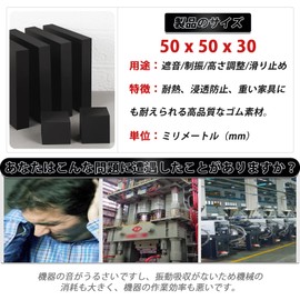 DELUXEFOX Rubber Plates, 4 Pieces, 2.0 inches (5 cm) Square, Bed, Anti-Scratch, Anti-Vibration Rubber, Heavy Furniture Protection, Height Adjustable Rubber, Anti-Slip, Black, Soundproofing Rubber,