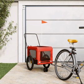 vidaXL Pet Bike Trailer - Orange/Black - Oxford Fabric/Iron - 53.1" x 27" x 28.9" - Comfortable, Durable, Safe for Dogs and Pets