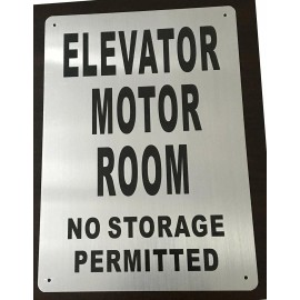 Buildingsigns.com Elevator Motor Room Sign(Brushed Aluminium,10x1