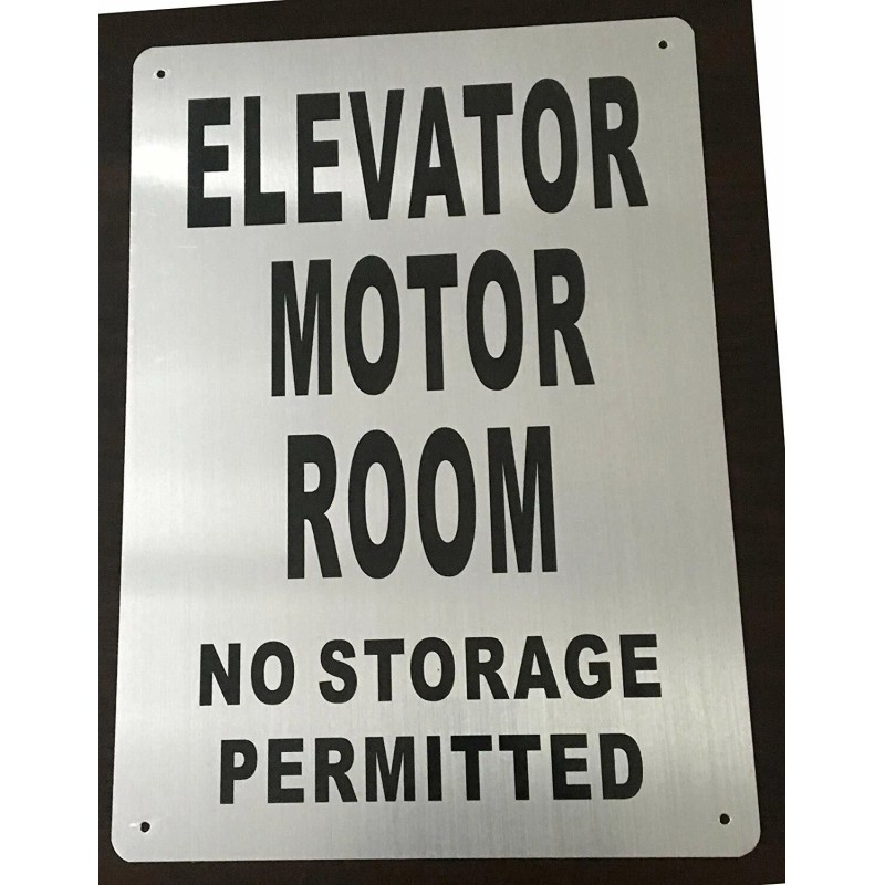 Buildingsigns.com Elevator Motor Room Sign(Brushed Aluminium,10x1