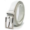 Mens 30mm (1.25") Suit Trouser Feather Stitched Leather Belt White