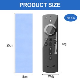 JUGUTA Pack of 50 Remote Control Protective Covers, Shrink Film, Remote Control Universal for Remote Controls of TV, Air Conditioners, Transparent Case Against Dirt, Dust and Bacteria