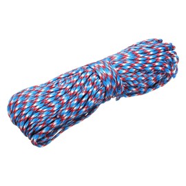 sourcing map 1/8" Paracord Rope, 200ft 7 Strand Heavy Duty Camping Rope Braided Polypropylene Ropes, Lightweight Tie-Downs Utility Cord for Marine, Indoor & Outdoor, Blue/Red/White