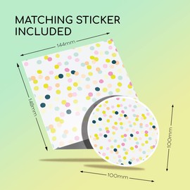 1 x Greeting Card & 10 cm Round Sticker Set - Pink Yellow Blue Dot Pattern Graduation - Birthday Thank You Friend Lover Fan Mum Dad Kids #170328