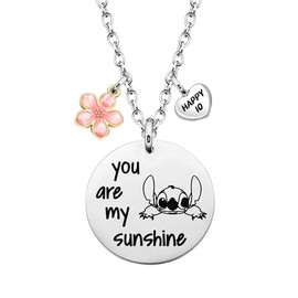 Stitch Necklace for Girls Bff Age 8 Christmas Gifts Necklace Jewellery for Ladies Women Teen Girls Kids Sister Cartoon Anime Pendant Necklace You Are My Sunshine Necklace Cute Friendship Necklace