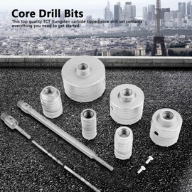Hole Core Drill Bit Set, 10Pcs Concrete Hole Saw Kit SDS Plus Extension Shank Tungsten Masonry Wall Hole Cutters for Drilling Brick Concrete Cement Stone Granite Marble