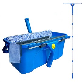 BSFRNF 78" Window Cleaning Squeegee Kit with 3-Gallon Bucket, 14" Squeegee and 15" Scrubber, Professional Windows Washing Cleaner Tool for Outdoor, Home, Commercial Use (with Bucket kit)