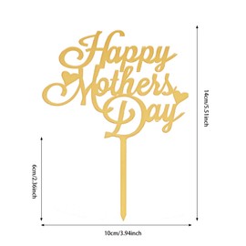 Horuhue Mother's Day Cake Topper, 10pcs Acrylic Happy Mother's Day Cupcake Topper for Birthday Mother's Day Cake Party Decoration Supplies (Gold)