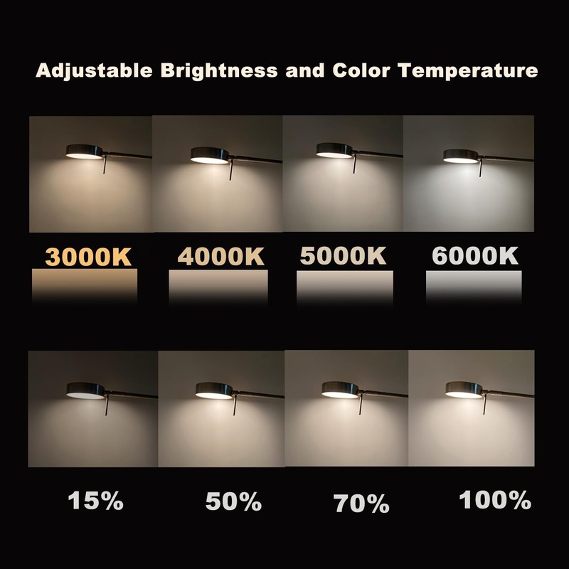 HomeFocus Swing Arm Wall Light,Bedside LED Reading Wall Light with