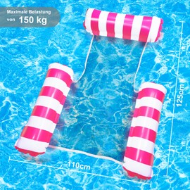 Pool Seat Floating Hammock, Water Hammock Toys Air Mattress Pool Chair Water Seat Pool Hammock Lying Mat for Adults Children (Pink)