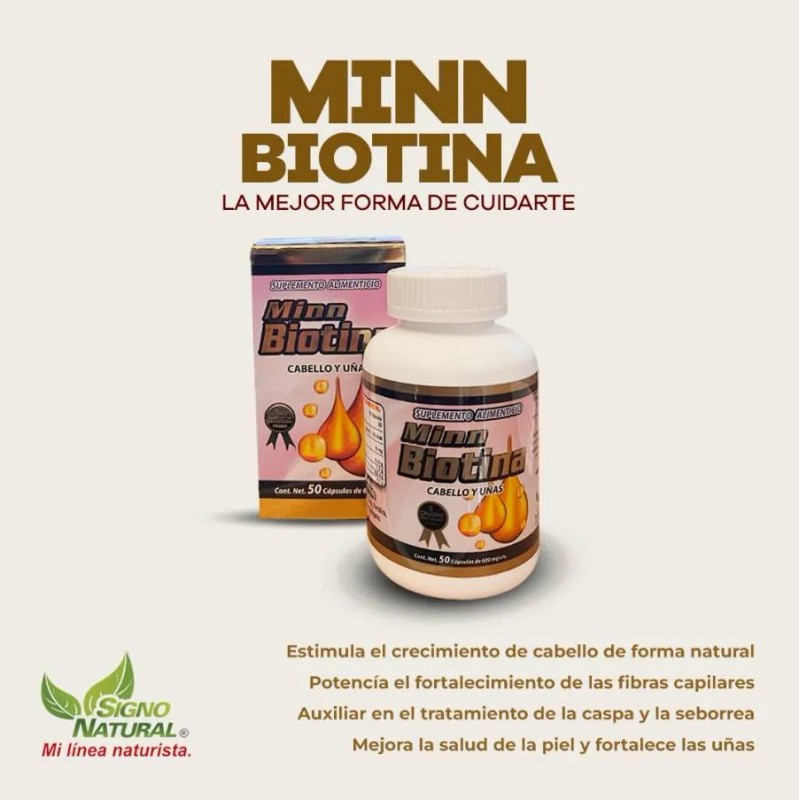 Biotina Minn Signo Natural 50 Cps Cabello Y Uas Unidad
