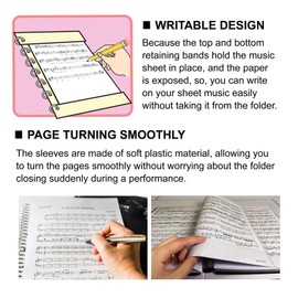 MAGICTAIWAN Non-Reflective Sheet Music Pockets/Matte Finish 30-Hole 10 Pack/Refill Pages