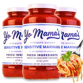 Yo Mama's Foods Sensitive Marinara Pasta Sauce | (3) 25 Ounce Jars | No Sugar Added, Low Carb, Gluten Free, Paleo Friendly, and Made with Fresh, Non-GMO Tomatoes
