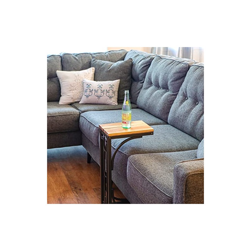 Trademark Innovations 2’ Side Sofa Snack Table with Acacia Wood