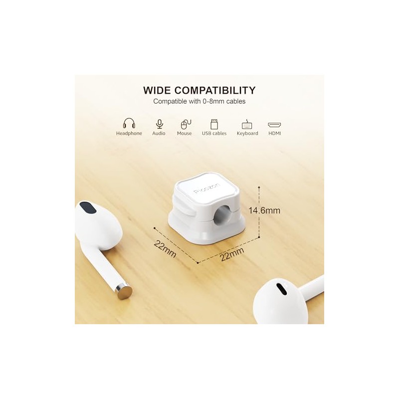 Picozon Magnetic Cable Clip Organizer - 24 Pack for Home