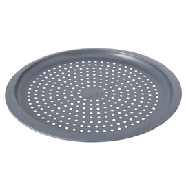 Berghoff GEM Non-stick Carbon Steel Round 14.5" Perforated Pizza Pan 1.1 qt., Ferno-Green, Non-Toxic coating, Even Baking, Portion Control Grid Lines