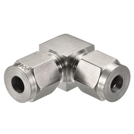 sourcing map Compression Tube Fitting 6mm to 6mm OD Tube 304 Stainless Steel Union Elbow 90 Degree Double Ferrule Coupling Connector