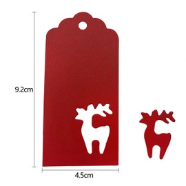 Gift Tags Kraft Tags, 150 pcs Gift Tags, 4cm x 9cm DIY Kraft Gift Tags, Red(50 Pcs Snowflake Tags + 50 Pcs Deer Shaped Tags + 50 Pcs Tree Tags)