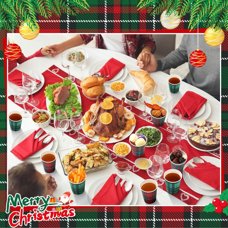 90 Pcs Christmas Paper Cups 9 oz Disposable Christmas Red