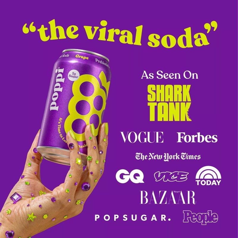 poppi Grape Soda Alternative 12 Pack with Apple Cider Vinegar
