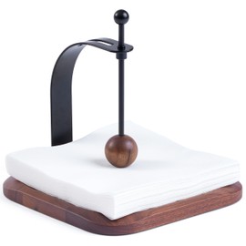 Celestree Napkin Holder - Windproof Design with Gravity Ball, Multifunctional Tissue Tower & Serving Tray for Outdoor/Indoor, Fits 6.5"-7" Napkins & Toilet Paper Rolls Warm Gift Idea (Black Walnut)